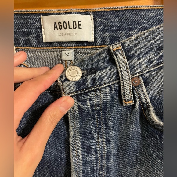 AGOLDE size 24 Riley Crop High Rise Straight Jeans *Never Been Worn* - Picture 3 of 4